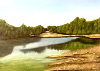 Colorful York Maine River View with vibrant greens