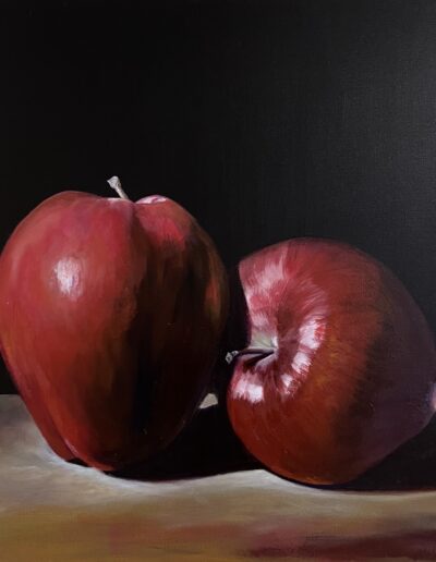 Red apples oil painting