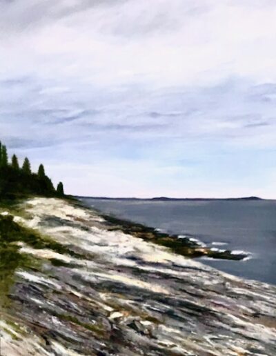 View of Pemaquid Point Maine Coastline Ocean view oil painting