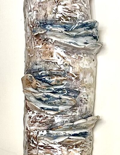 Blue and Cream fungi textured ceramic wall hanging